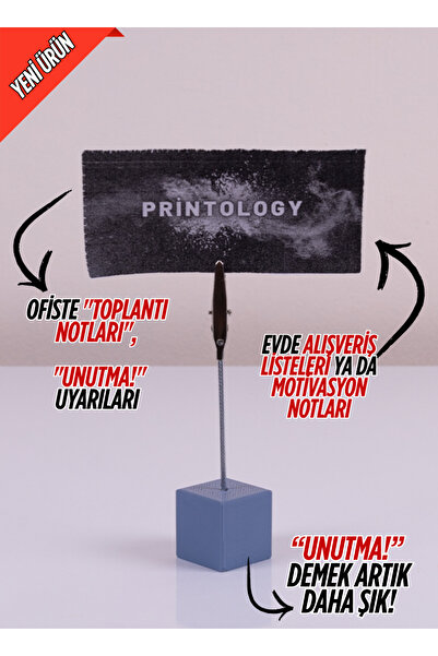 Tulparmekanik Metal Not Tutucu Metal Kıskaçlı Notluk Gri Masaüstü Not Tutacağı