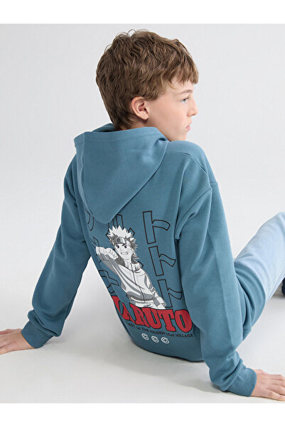 LC Waikiki سويت شيرت للأولاد مطبوع عليه ناروتو بغطاء للرأس