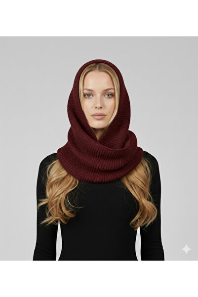 Loov Hooded Knitwear Balaclava Scarf – Soft Textured Stylish Hood Scarf - Bur...
