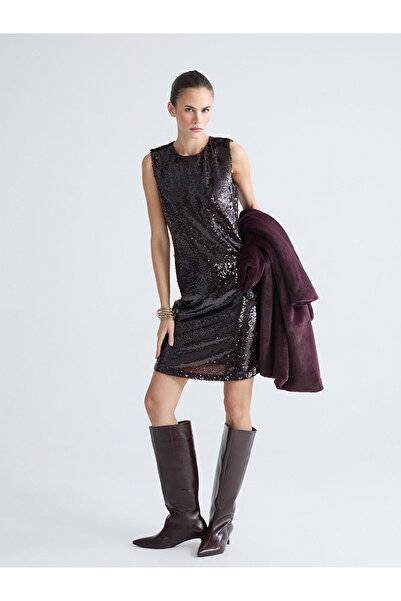 LC Waikiki Peak New Season Crew Neck Sequin Mini Dress