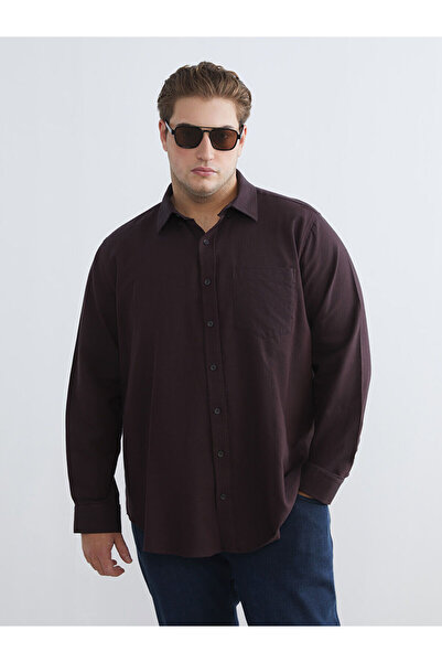 LC Waikiki Cămașă pentru bărbați, cu mânecă lungă, cu croiala obișnuită, Plum