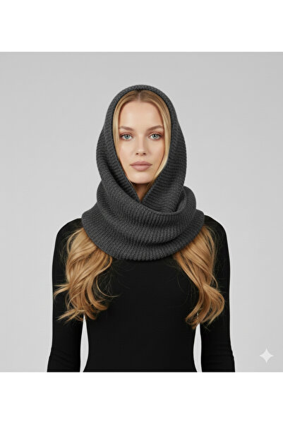 Loov وشاح بالاكلافا من التريكو مع غطاء للرأس - وشاح أنيق بغطاء للرأس ذو ملمس ...