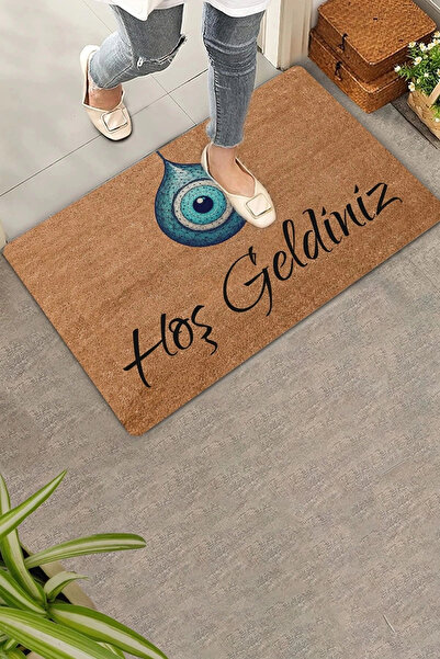 Valerine Life سجادة باب ترحيب بخرز عين الشر مقاس 45 × 70 سم