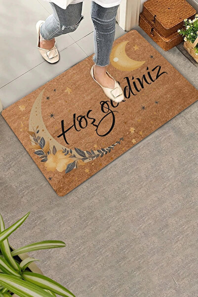 Valerine Life سجادة ترحيب للباب الأمامي بتصميم القمر والنجمة مقاس 45 × 70 سم