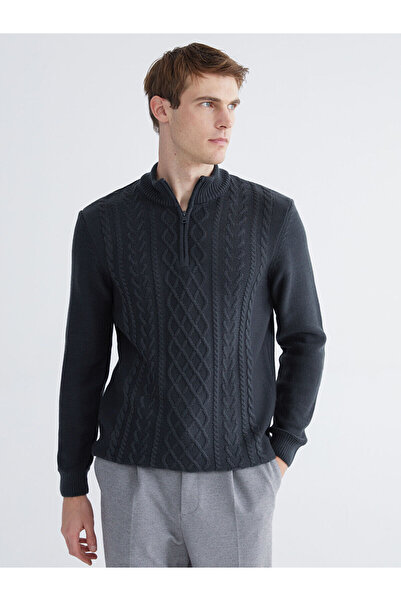 LC Waikiki Vizyon New Season Zippered Stand Collar Men's Knitwear Sweater