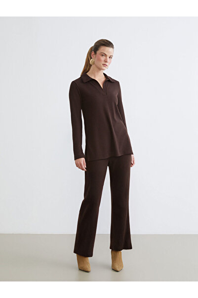 LC Waikiki New Season Plus Size Elastic Waist Textured Women's Trousers