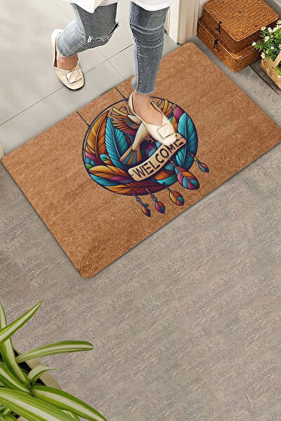 Valerine Life سجادة أمامية للباب من الريش والطيور مع حروف منحوتة مقاس 45 × 70 سم
