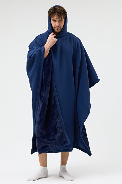 Ghosty Wear Ghosty Pelüş Astarlı Giyilebilir Hoodie Battaniye Lacivert