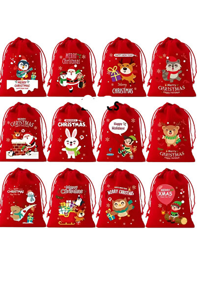 Trade Bazaar Geantă cadou din flanel de Crăciun 1 bucăți pungă mică din flane...