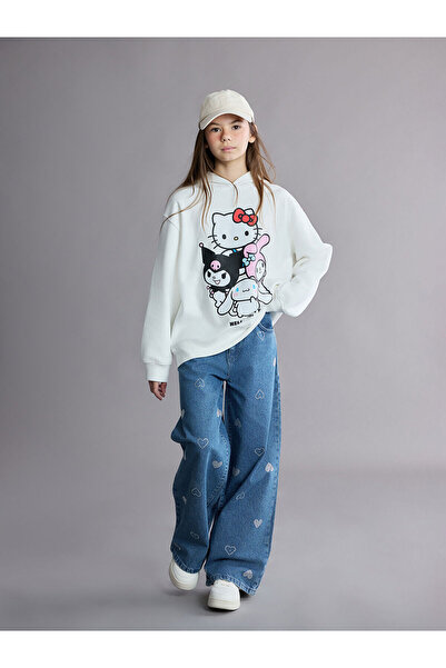 LC Waikiki Дънки с широки крачоли и камък-измита обработка за момичета от нов...