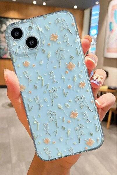 3GEN CASE İphone 15 Uyumlu Tatlı Çiçekler Desenli Şeffaf Silikon Kılıf