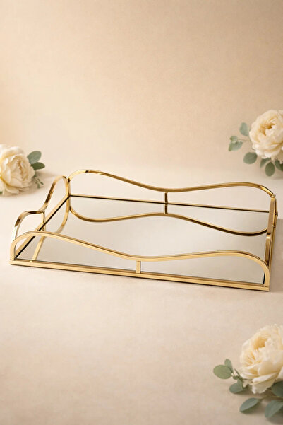 esdekor Mikasa Moor Gold Aynalı Dikdörtgen Tepsi 38x26 cm 1 Adet Şık Tasarıml...