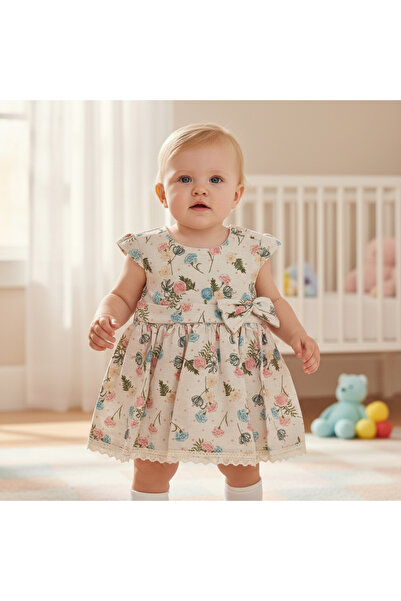 For My Baby Kız Bebek Elbise Güpürlü Çiçekli Özel gün, Parti, Mevlüt Elbisesi...