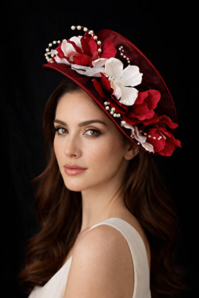lady lina design Blood Flowers Nikah Vualet Şapka Gelin Saç Aksesuarı