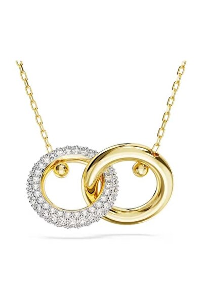 Swarovski Dextera Kolye, Kilitlenmiş döngü, Beyaz, Altın rengi kaplama