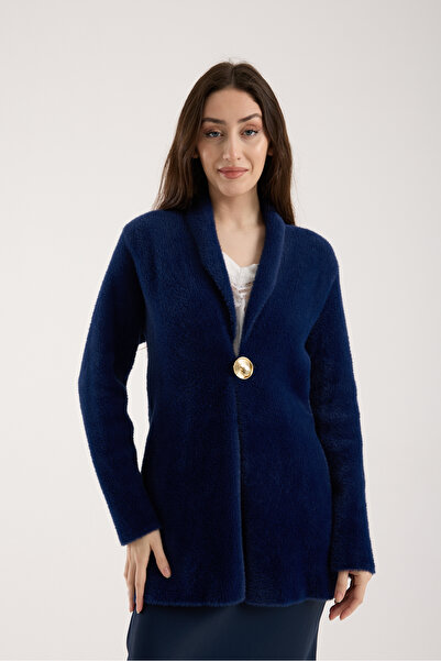 Moda Days Beard Yarn Single Button Knitwear Jacket