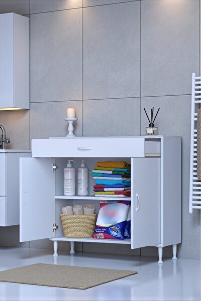 Eliusta Fre 100 cm Çok Amaçlı Dolap 1 Raflı Tek Çekmeceli Banyo Mutfak Dolabı...