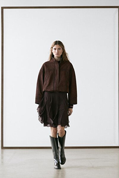 Massimo Dutti Asimetrik volanlı etek