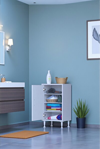 Eliusta Nirat 50 cm 4 Bölmeli Beyaz Banyo Mutfak Dolabı 3 Raflı Kapaklı Çok A...