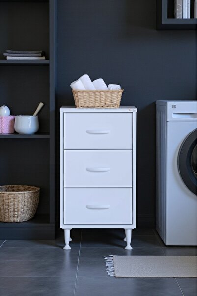 Eliusta Seçer 3 Çekmeceli 50 cm Banyo ve Mutfak Dolabı Beyaz 50x75x32,5 cm Ço...