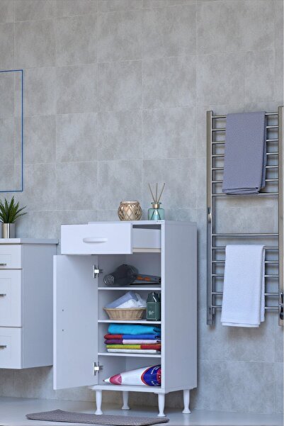 Eliusta Rose 50 cm Beyaz 1 Çekmeceli Banyo Mutfak Dolabı 4 Bölmeli 3 Raflı Ço...