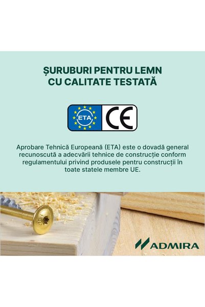 Admira Systems Set de 50 de șuruburi pentru lemn de tâmplărie, cap înecat plat, M8 x 80 mm