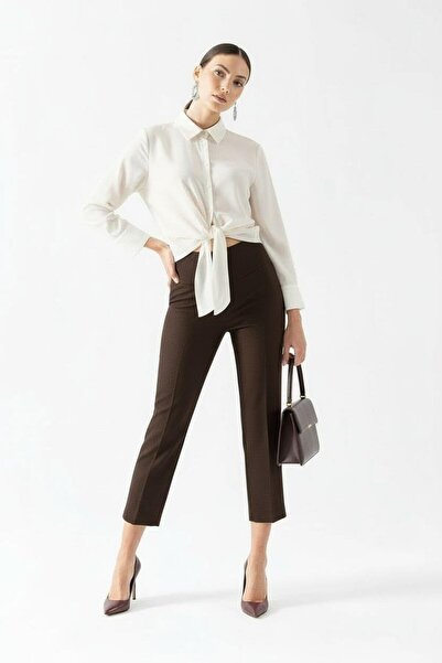 Spazio Cristano Geniş Korsajlı Yandan Fermuarlı Pantolon KAHVE