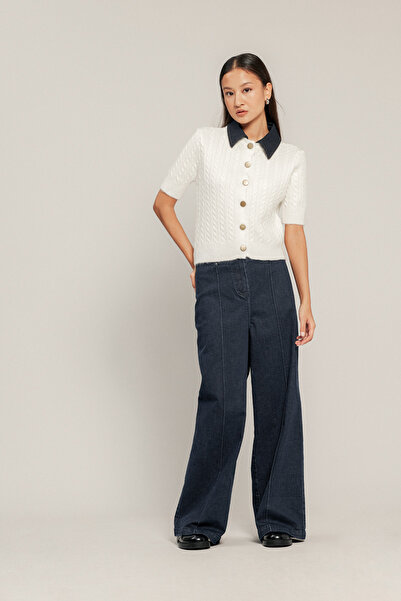 Nisan كارديجان تريكو بياقة جينز