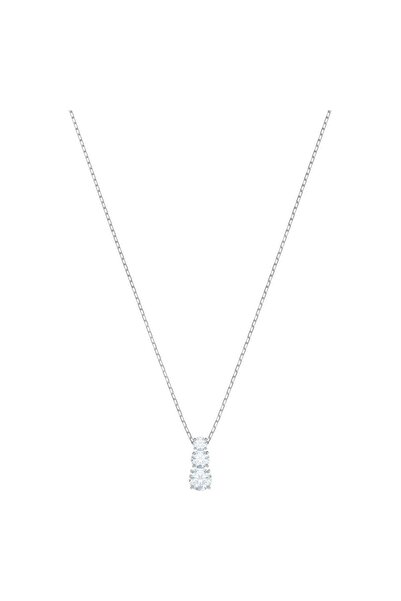 Swarovski Stilla Attract Kolye, Yuvarlak kesim, Beyaz, Rodyum kaplama