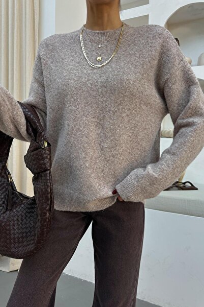 mylove سترة بياقة دائرية باللون البيج