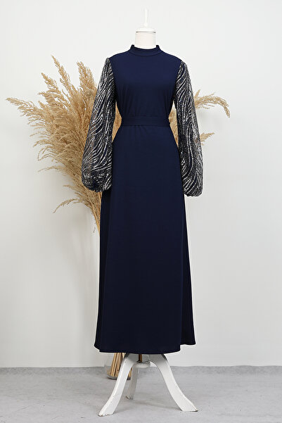 Lamia Giyim Kol Detay Gülşah Elbise Lacivert