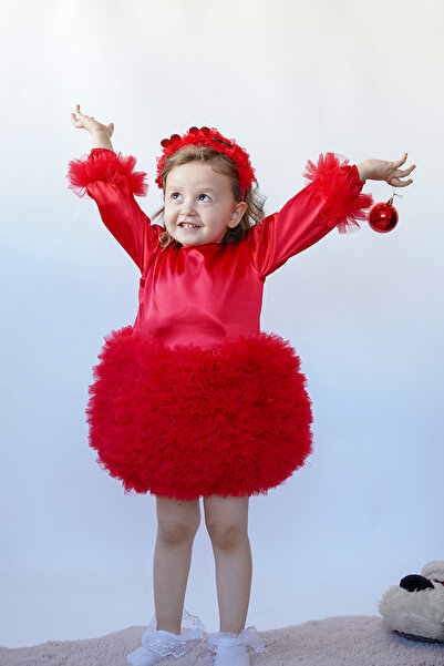 ALYRA Kız Bebek Elbise Uzun Kollu Tüllü Tütü Özel Gün Parti Doğum Günü Saten ...