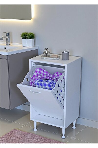 Eliusta Sare 35 cm Beyaz Sepetli Banyo Dolabı,Mutfak Dolabı 35x75x32,5 cm Oyu...