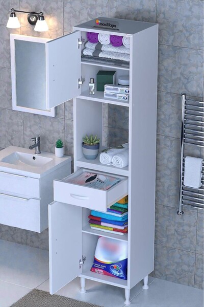 Eliusta Leno Tek Kapaklı 35 cm Düzenleyici Dolap Banyo/Mutfak Dolabı 35x173x3...