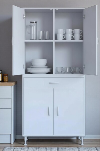 Eliusta Luma Kapaklı & Çekmeceli Banyo Dolabı 80 cm Genişlikte Beyaz Dolap 80...