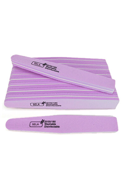 SELA Set of 10 Reusable, Washable Nail Buffers, Monocolor Purple 100/180
