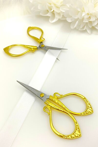 ZEYMERADE مقص الخطوبة من Gold Promise، مقص تطريز خاص بفتحة الشريط، نموذج أنيق