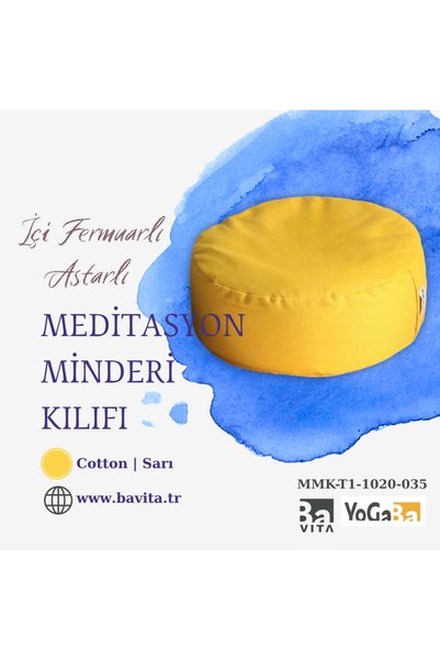 BaVITA Yoga Meditasyon Minderi Kılıfı T1 Fermuarlı İç Astarlı Sarı 35x10cm