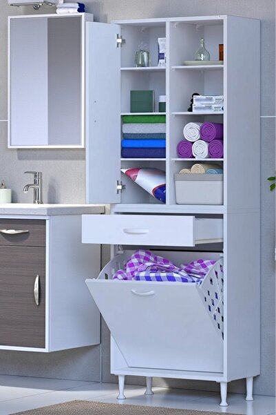 Eliusta Rule Sepetli Banyo/Mutfak Dolabı 55 cm Genişliğe Sahip 55x171x32,5 cm...