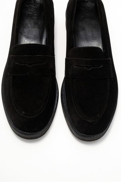 GRADA Μαύρα Suede Loafers Γνήσια Δερμάτινα Γυναικεία Παπούτσια Πραγματικά Sue...