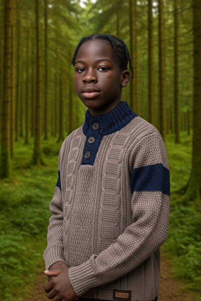 ÇEÇEN HOME Džemper za dečake sa dugim rukavima i kopčanjem okrugla kragna Zad...