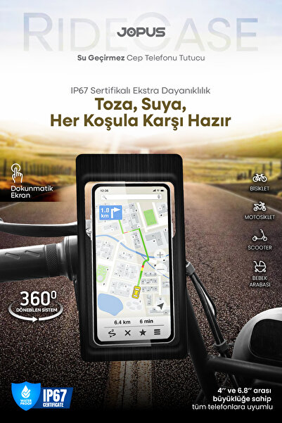 Jopus JO-AT112 RideCase Su Geçirmez Motor & Bisiklet Telefon Tutucu Standart