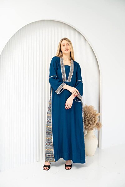 AFandina جلابية صيفية كشخة بتطريز أنيق وخامة مريحة لإطلالة فخمة SM - 7