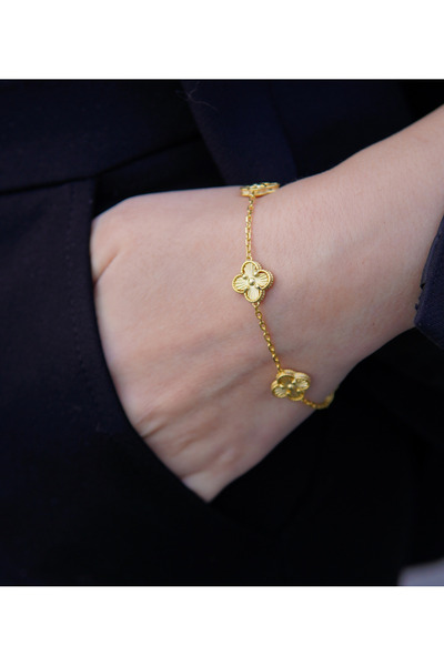 Amora Perla Jewelry Gold Yonca Bileklik – 925 Ayar Gümüş Altın Kaplama