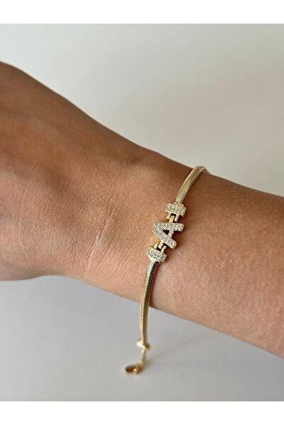 Charmist 14 K Çelik üzeri altın kaplama kuyumcu işçiliği harf bileklik