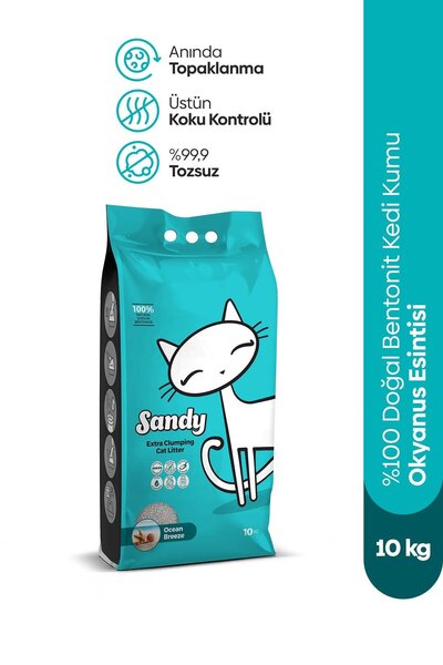 Sandy Okyanus Esintisi Kokulu Topaklanan Kedi Kumu 10kg