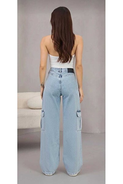 NWC Pantaloni de blugi din denim pentru femei, albastru Snow Wash, Super tali...