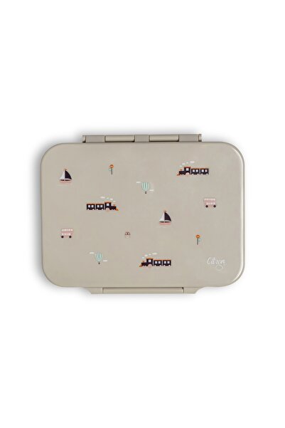 Citron Tritan Lunch Box for Kids with 4 Compartment Easy to Open, Great for School & Travel, Vehicles