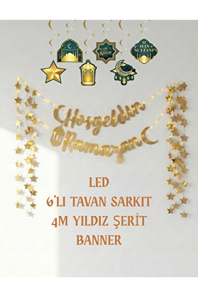 Azebu Hoşgeldin Ramazan Dekor Seti, Ramazan 6'lı Sarkıt, Hoşgeldin Ramazan Banner ve Süsleme Seti