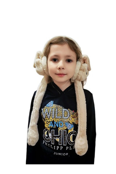 Kitti Children's Plush Rabbit Figure Winter Headphones with Moving Ears and Moving Sound